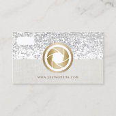 Moderne Zilver Glitter Camera Elegant Fotografie Visitekaartje (Voorkant)