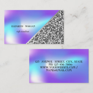 Moderne Zilver Glitter, Geometrisch, Ombre Hologra Visitekaartje