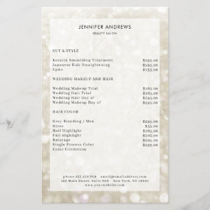 Moderne Zilver-Goud Glitter Salon Prijslijst  Flyer