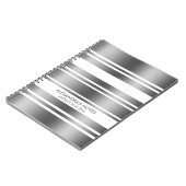 Moderne zilver grijze en witte strepen notitieboek (Linkerzijde)