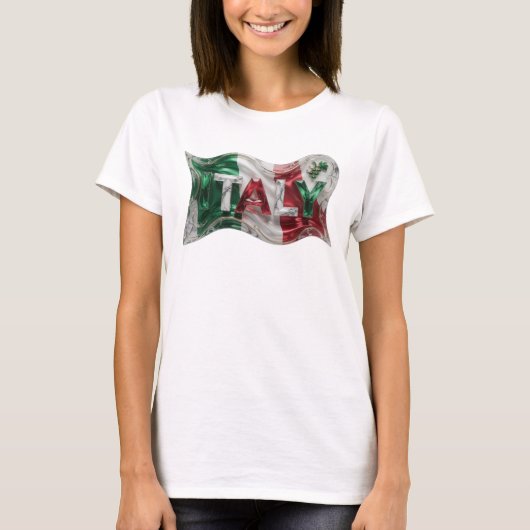 Moderne Zilver ITALY 3D-tekstkunst T-shirt (Voorkant)