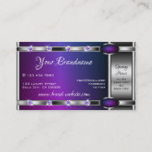 Moderne zilver met Paarse gradiënt en neushoorn Visitekaartje (Achterkant)