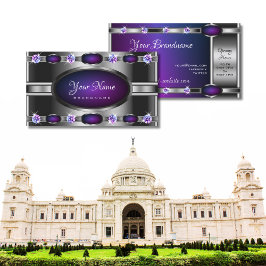 Moderne zilver met Paarse gradiënt en neushoorn Visitekaartje