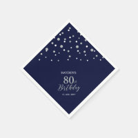 Moderne Zilver & Navy Blauwe 80ste Verjaardagsfees