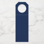 Moderne Zilver & Navy Borstel Lettering Proost Fee Flessenhanger (Achterkant)