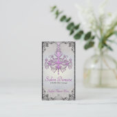 Moderne Zilver Paarse Designer Salon Afsprakenkaartje (Staand voorkant)