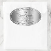 Moderne Zilver Zachte Glitter Monogram Productlabe Ovale Sticker (Tas)