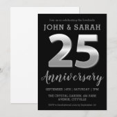 Moderne zilveren 25ste huwelijksverjaardag uitnodi kaart (Voorkant / Achterkant)