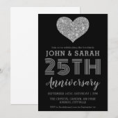 Moderne zilveren 25ste huwelijksverjaardag uitnodi kaart (Voorkant / Achterkant)