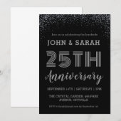 Moderne zilveren 25ste huwelijksverjaardag uitnodi kaart (Voorkant / Achterkant)