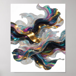 Moderne Zilveren ABSTRACTE KUNST Artistiek Motief Poster