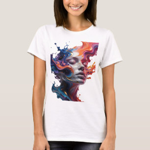Moderne Zilveren ABSTRACTE KUNST Artistiek Motief T-shirt