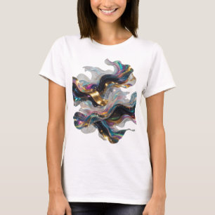 Moderne Zilveren ABSTRACTE KUNST Artistiek Motief T-shirt