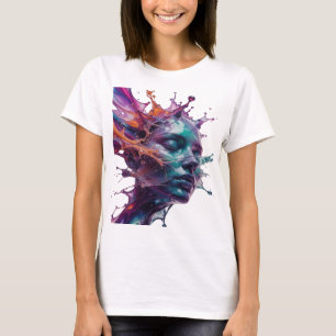 Moderne Zilveren ABSTRACTE KUNST Artistiek Motief T-shirt