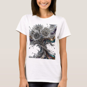 Moderne Zilveren ABSTRACTE KUNST Draagbare Kunst T-shirt