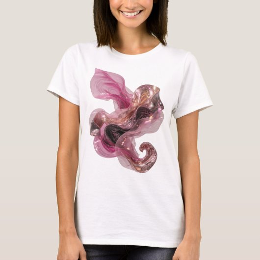 Moderne Zilveren ABSTRACTE KUNST Kunstprint T-shirt (Voorkant)