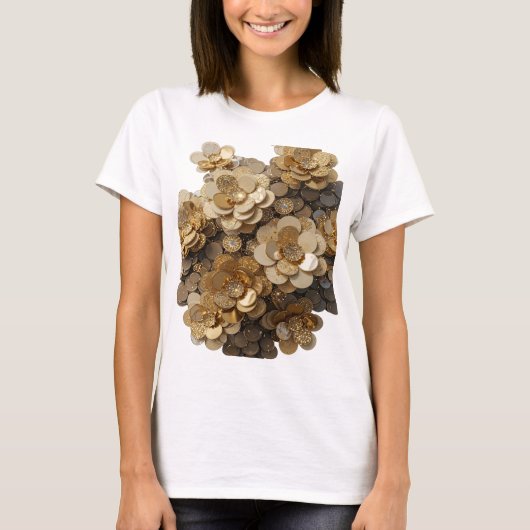 Moderne Zilveren ABSTRACTE KUNST Statement Ontwerp T-shirt (Voorkant)