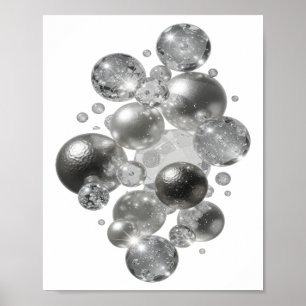 Moderne Zilveren ABSTRACTE KUNST v2 Poster