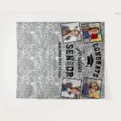 Moderne Zilveren Afstuderen 4 Fotohokje Achtergron Wandkleed (Voorkant (horizontaal))