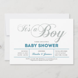 Moderne zilveren baby shower uitnodiging voor een