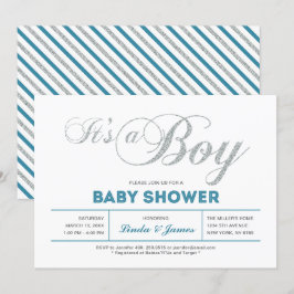 Moderne zilveren baby shower uitnodiging voor een 