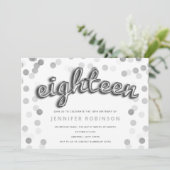 Moderne Zilveren Ballonnen Glitter 18e verjaardag Kaart (Staand voorkant)