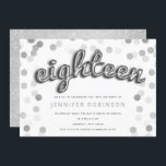Moderne Zilveren Ballonnen Glitter 18e verjaardag Kaart<br><div class="desc">Silver Balloon Letters Glitter Confetti 18th Birthday Invitation sjabloon.</div>