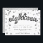 Moderne zilveren ballonnen Glitter 18th Birthday Kaart<br><div class="desc">Zilveren ballonbrieven Glitter Confetti 18th Birthday Invitation sjabloon.</div>