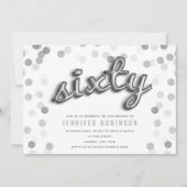 Moderne zilveren ballonnen Glitter 60th Birthday Kaart (Voorkant)