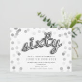 Moderne zilveren ballonnen Glitter 60th Birthday Kaart (Staand voorkant)