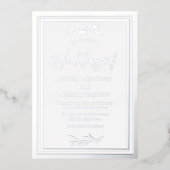 Moderne Zilveren Blad Elegante Rand Trouw Folie Uitnodiging (Voorkant)
