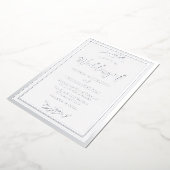 Moderne Zilveren Blad Elegante Rand Trouw Folie Uitnodiging (Gedraaid)