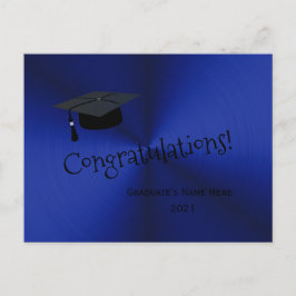 Moderne Zilveren Blauwe Pet Gefeliciteerd met Afst Briefkaart