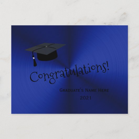 Moderne Zilveren Blauwe Pet Gefeliciteerd met Afst Briefkaart (Voorkant)