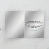 Moderne Zilveren Blauwgroen Rozen Man 25e Jubileum Kaart (Binnen)