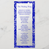 Moderne Zilveren Bloemen op Royal Blue Programmakaart (Achterkant)