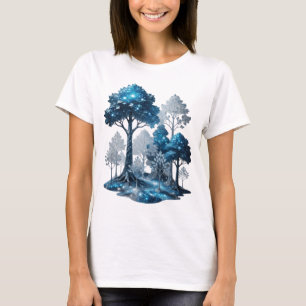 Moderne Zilveren BLUE ICE FOREST Custom T-shirt