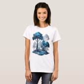Moderne Zilveren BLUE ICE FOREST Custom T-shirt (Voorkant volledig)