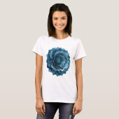Moderne Zilveren BLUE ROSE Slogan Design T-shirt (Voorkant volledig)