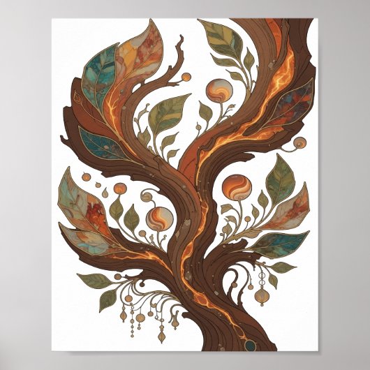 Moderne Zilveren BOOM DES LEVENS Print (Voorkant)