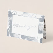 Moderne Zilveren Citroenen & Blad Bruiloftsfoto Ec Folie Kaarten (Voorkant)