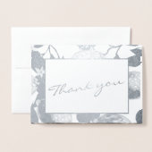 Moderne Zilveren Citroenen & Blad Bruiloftsfoto Ec Folie Kaarten (Voorkant met envelop)