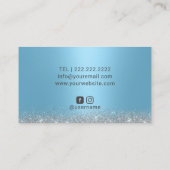 Moderne zilveren druppels blauwe make-up artiest h visitekaartje (Achterkant)