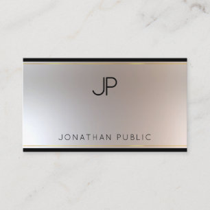 Moderne Zilveren Elegante Monogram Template Visitekaartje