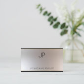 Moderne Zilveren Elegante Monogram Template Visitekaartje (Staand voorkant)