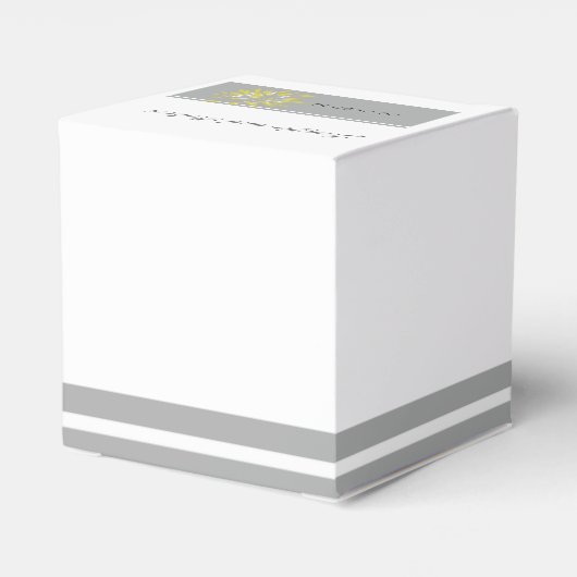 Moderne Zilveren en Buttercup Flower Favor Box Bedankdoosjes (Achterkant)