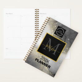 Moderne Zilveren en Gouden Logo Monogram Planner