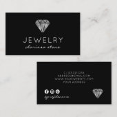 Moderne zilveren en zwarte sieraden visitekaartje (Voorkant / Achterkant)
