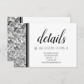 Moderne zilveren en zwarte tekst bruiloft informatiekaartje (Voorkant / Achterkant)