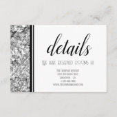 Moderne zilveren en zwarte tekst bruiloft informatiekaartje (Voorkant)